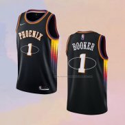 Camiseta Phoenix Suns Devin Booker NO 1 75th Anniversary 2022 Negro